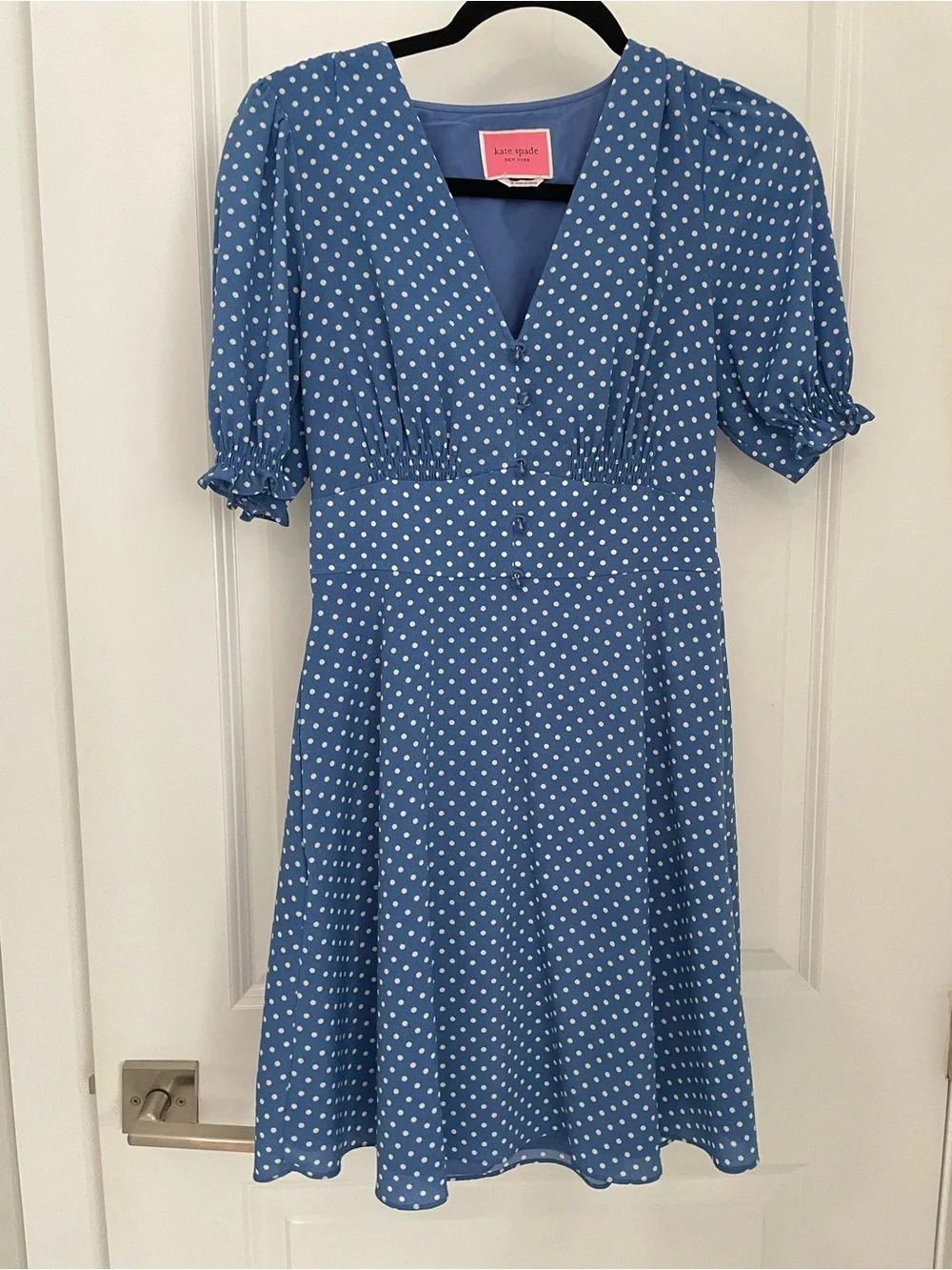 Kate Spade New York Tea Garden Dot Dress Blue Luxury Polka Dot Fit & Flare.   21
